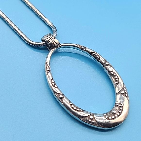 Brighton "SWINGING SIXTIES" Oval Reversible Pendant w Swarovski Crystals Retired - Picture 4 of 10